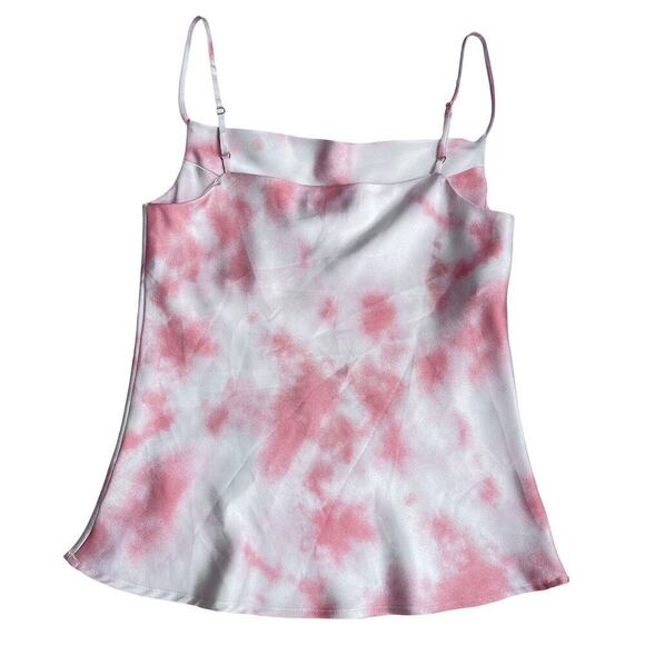 Willow Tie Dye Cowl Neck Silk Like Cami Julia Top in Blush & White - Size XS - Picture 3 of 9